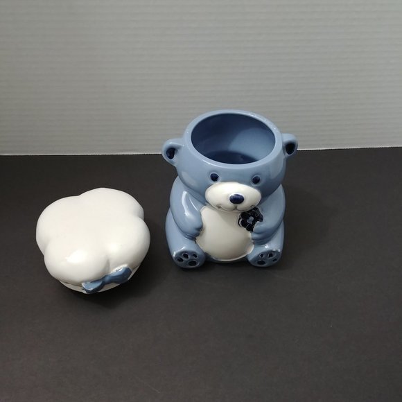 Vintage Blue Bear Canister w/Bakers Hat Lid - Picture 3 of 8